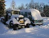 Latvia - Jaunmokas: winter for old and young - antique truck and mercedes van (Zemgale) - photo by A.Dnieprowsky