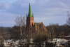 Latvia - Kuldiga / Goldingen (Kurzeme province):  church and forest (Kuldigas Rajons) (photo by A.Dnieprowsky)