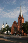 Latvia / Latvija -  Daugavpils: the pseudo-gothic Martin Luther Lutheran Church - 18. novembra iela (photo by A.Dnieprowsky)