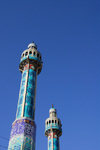 Lebanon, Baalbek: twin minarets of a Shia Mosque - Iranian architecture - photo by J.Pemberton