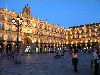 Leon - Salamanca / SLM: Plaza Mayor - at dusk - built by Andres Garcia de Quifiones (photo by Angel Hernandez)