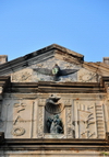 Macau, China: Ruins of St. Paul's - Church of the Mother of God faade, pediment symbolizing the ultimate state of divine ascension - the Holy Spirit - photo by M.Torres