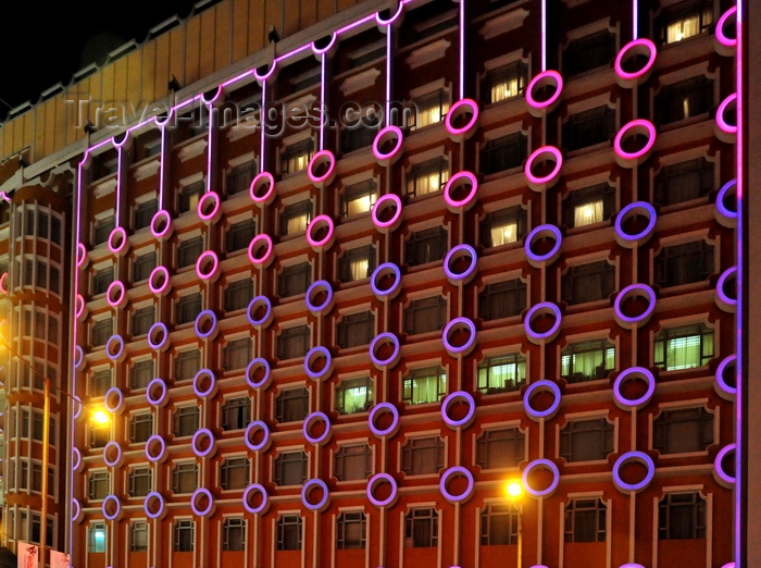 macao3: Macau, China: the original Casino Lisboa at night - circles on the hotel façade - photo by M.Torres - (c) Travel-Images.com - Stock Photography agency - Image Bank