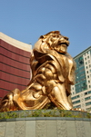 Macau, China: golden lion at the MGM Grand Macau hotel and casino - mascot for the Hollywood film studio Metro-Goldwyn-Mayer - photo by M.Torres