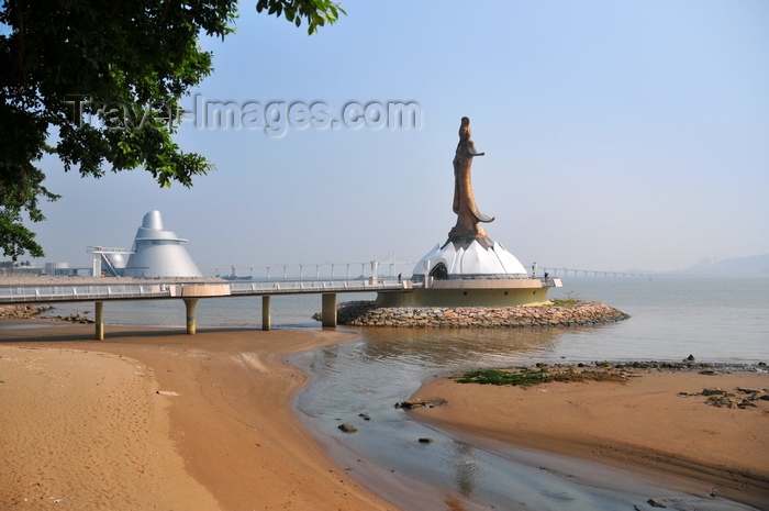 macao45: Macau, China: Kun Iam Ecumenical Center - Goddess of Mercy, Amizade Bridge and Macau Science Center in the background - photo by M.Torres - (c) Travel-Images.com - Stock Photography agency - Image Bank