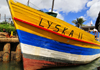 Ambodifotatra, le Sainte Marie / Nosy Boraha, Analanjirofo region, Toamasina province, Madagascar: Lyska II in the harbour - prow of wooden freighter - photo by M.Torres