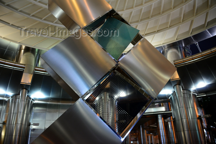 mal371: Kuala Lumpur, Malaysia: Petronas Towers - entrance porch at Tower 2 - sculpture Kinetic II by Latiff Mohidin - photo by M.Torres - (c) Travel-Images.com - Stock Photography agency - Image Bank