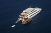 Maldives Explorer Four Seasons dive boat from the air (photo by B.Cain)