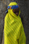 Bandiagara Escarpment, Dogon country, Mopti region, Mali: girl in bright shawl - photo by J.Pemberton