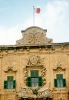 Malta: La Valletta - Arms of the Langue of Castile and Portugal, atop the faade of its Auberge (now the Prime Minister's residence) - faade by Domenico Cachia (photo by M.Torres)