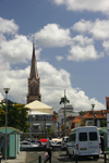 Fort-de-France, Martinique: traffic and the Cathedral's spire - photo by D.Smith