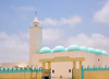 Nouakchott, Mauritania: Ibn Abbas Mosque with its simple minaret and 15 blue domes - Abdel Nasser avenue - photo by M.Torres
