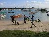 Mauritius - Grand Baie: wind surfers on shore(photo by A.Dnieprowsky)