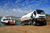 Mamoudzou, Grande-Terre / Mahore, Mayotte: Total fuel truck (Renault) and the Salama Djema ferry - photo by M.Torres