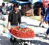 Mexico - San Miguel de Allende (Guanajuato): La Placita - strawberries on a wheelbarrow (photo by R.Ziff)