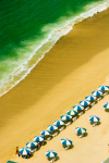 Acapulco de Jurez, Guerrero, Mexico: sandy beach with parasols seen from above - photo by D.Smith