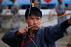 Ulan Bator / Ulaanbaatar, Mongolia: Naadam festival - men's archery competition - photo by A.Ferrari