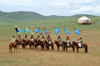 Ulan Bator / Ulaanbaatar, Mongolia: flag bearers - cavalry charge to celebrate the 800th anniversary of the Mongolian state - - photo by A.Ferrari