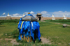 Karakorum, central Mongolia: Erdene Zuu monastery, Kharkhorin - blue scarfs - photo by A.Ferrari
