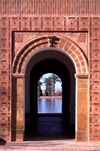 Morocco / Maroc - Marrakesh: pond  and gate - Islamic geometric decoration - La Menara (photo by F.Rigaud)