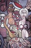 Mozambique / Moambique - Maputo / Loureno Marques: African faces - mural by Malangatana Ngwenya - garden of the Museum of Natural History / rostos africanos - mural de Malangatana - jardim do museu de histria natural - photo by F.Rigaud