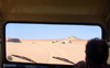 Namibia: Desert through windshield of Landrover, Skeleton Coast - photo by B.Cain