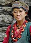 Nepal - Langtang region - Tamang woman wearing typical stone necklace - photo by E.Petitalot