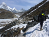 Nepal - Sagarmatha National Park - Everest Base Camp Trek: climber on a slope - photo by M.Samper