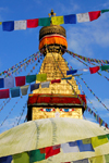 Kathmandu valley, Nepal: Bodnath stupa with prayer flags - Boudhanath - UNESCO World Heritage Site - photo by J.Pemberton