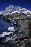 Annapurna area, border of Manang and Kaski districts, Gandaki zone, Nepal: Annapurna III and stream of glacier flow - photo by W.Allgwer
