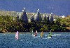 New Caledonia / Nouvelle Caldonie - Nouma: windsurfing - Tjibaou Cultural Centre - seen across Magenta bay (photo by R.Eime)