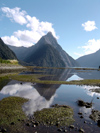 New Zealand - South island - Milford sound: Mire Peak with creek - photo by Air West Coast