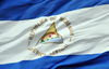Managua, Nicaragua: coat of arms of masonic inspiration - triangle and Phrygian cap - detail of Nicaraguan flag flying at Plaza de la Revolucin / Plaza de la Repblica - photo by M.Torres