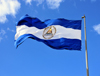 Managua, Nicaragua: giant Nicaraguan flag flying at Plaza de la Revolucin / Plaza de la Repblica - the two cobalt blue stripes represent the two oceans - photo by M.Torres