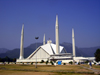 Islamabad, Pakistan: Faisal mosque - a giant Bedouin's tent designed by Turkish architect Vedat Dalokay - located at the end of Shaharah-e-Islamabad - photo by D.Steppuhn