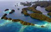 Rock Islands / Chelbacheb, Koror state, Palau: aerial view - ancient coral reefs - photo by B.Cain
