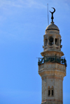 Bethlehem, West Bank, Palestine: minaret of the Mosque of Omar - symbol of some religious harmony, as it was built on land donated by the Greek Orthodox Church - photo by M.Torres