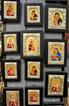 Bethlehem, West Bank, Palestine: assorted Christian icons at an handicraft shop - photo by M.Torres