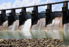 Panama Canal: Miraflores Dam - canal spillway - concrete gravity ogee - photo by M.Torres