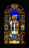 Panama City / Ciudad de Panama: Casco Viejo - Saint Augustine of Hippo, father of the Latin church - stained glass window - San Jos Church - photo by M.Torres