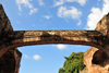 Panama City / Ciudad de Panama: Casco Viejo - flat arch and sky - ruins of the Santo Domingo convent - Convento de Santo Domingo - arco chato - photo by M.Torres