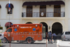 Penonom, Cocl province, Panama: a rescue team from the firesquad brigade entering the Government building - ambulance - photo by H.Olarte