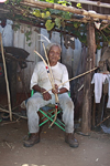 Presidente Hayes department, Paraguay: Maka indian with arrow and bow - near Puente Remanso - photo by A.Chang