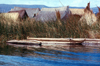 Peru - Lake Titicaca (Puno region): Uro indians village - floating rafts made of totora reeds - Scirpus californicus - photo by J.Fekete