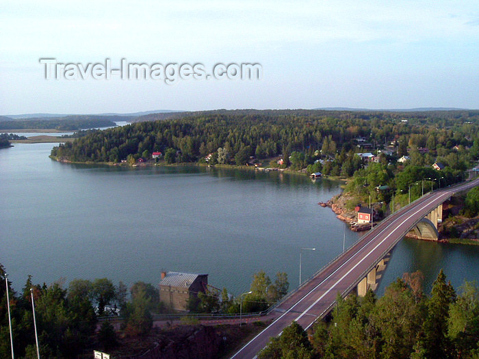 aland5: Åland Islands - Fasta Åland - Godby, Finström: view from Höga C at the café 'Uffe på berget' - bridge - photo by P&T Alanko - (c) Travel-Images.com - Stock Photography agency - Image Bank