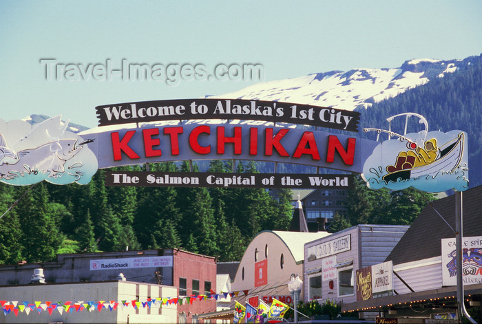 alaska194: Ketchikan, Alaska: sign for the famous fishing town of Ketchikan in south Alaska - photo by E.Petitalot - (c) Travel-Images.com - Stock Photography agency - Image Bank