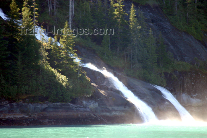 alaska56: Alaska's Inside Passage - Tracy Arm Fjord : twin falls (photo by Robert Ziff) - (c) Travel-Images.com - Stock Photography agency - Image Bank