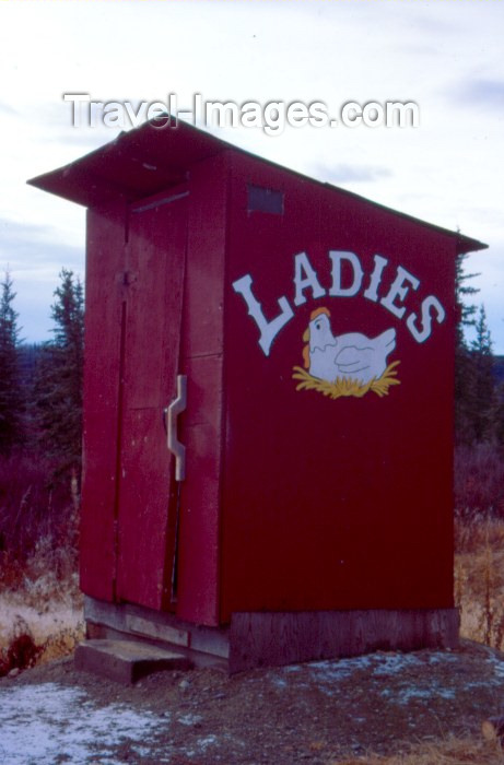 alaska7: Alaska - Chicken: ladies restrooms - WC - public toilet - hut - photo by F.Rigaud - (c) Travel-Images.com - Stock Photography agency - Image Bank