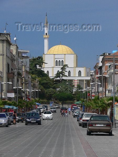 albania100: Durres / Drach, Albania: Mosque and avenue - photo by J.Kaman - (c) Travel-Images.com - Stock Photography agency - Image Bank