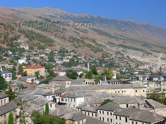 albania119: Gjirokaster, Albania: roofs and mountains - UNESCO World Heritage Site - photo by J.Kaman - (c) Travel-Images.com - Stock Photography agency - Image Bank